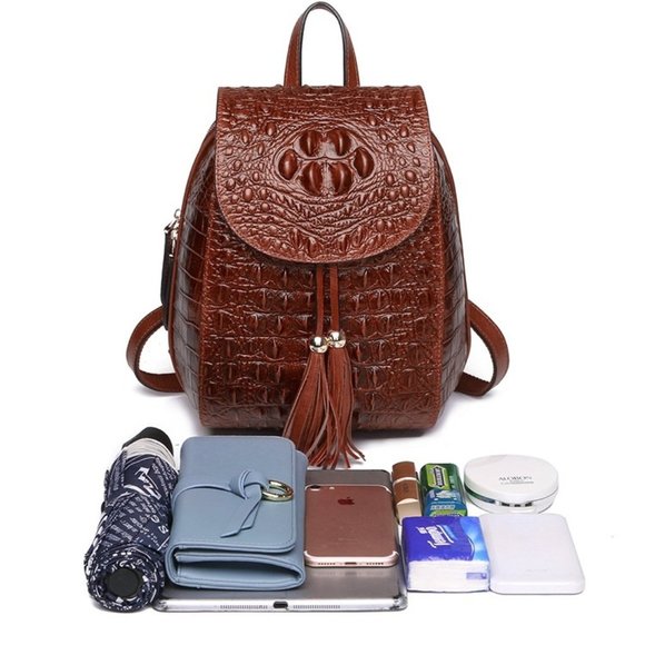 Women\'s knapsack made of cowhide and crocodile main image 3